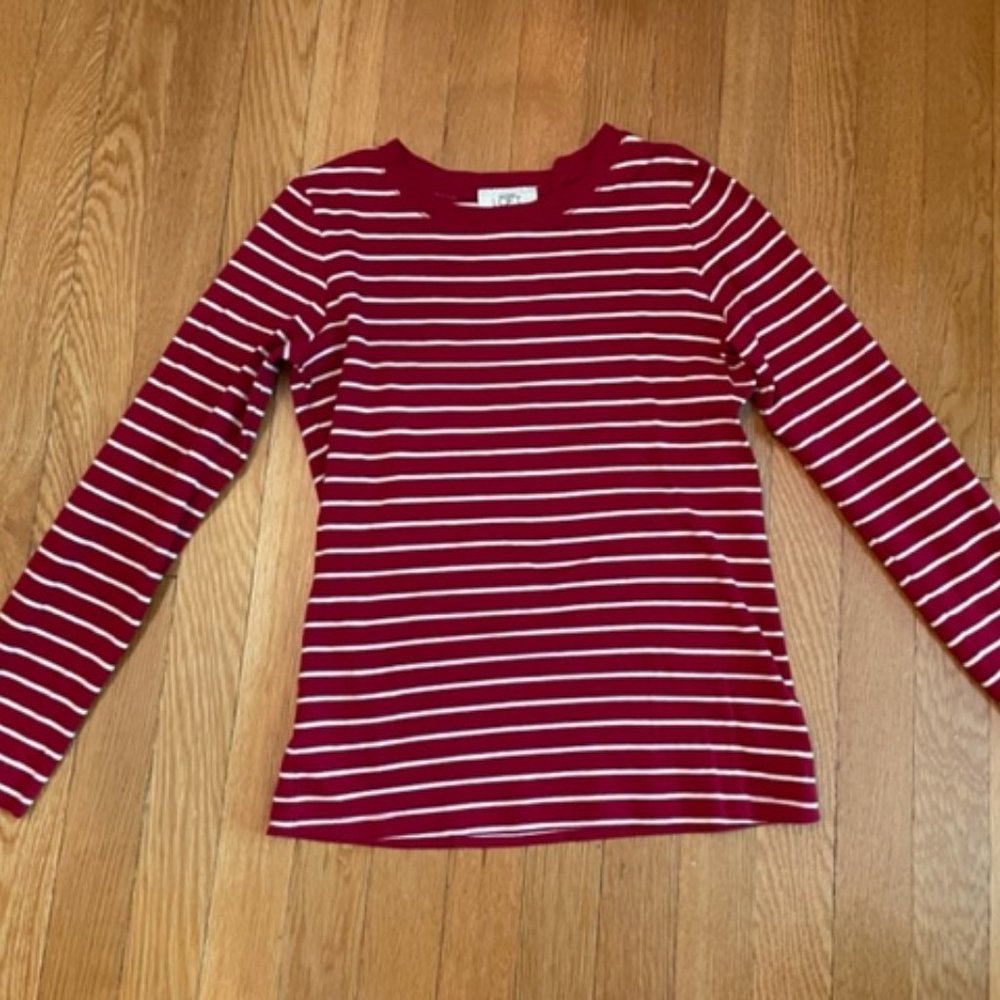 Anne Taylor Loft Long Sleeve Striped Crew T-Shirt, Size S, but fits like XS